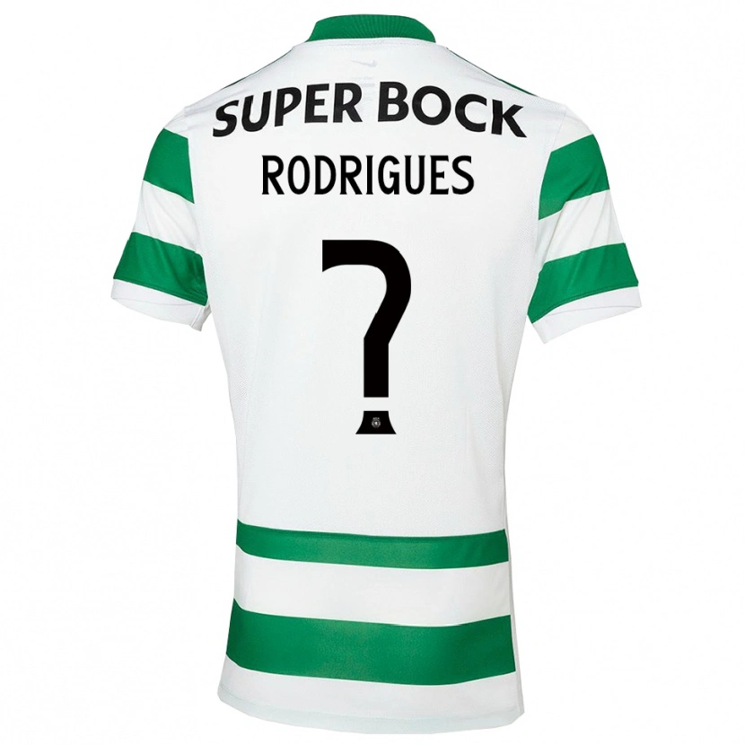 Danxen Enfant Maillot João Rodrigues #0 Vert Blanc Tenues Domicile 2025/26 T-Shirt