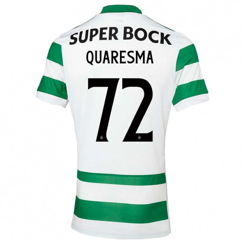 Danxen Enfant Maillot Eduardo Quaresma #72 Vert Blanc Tenues Domicile 2025/26 T-Shirt