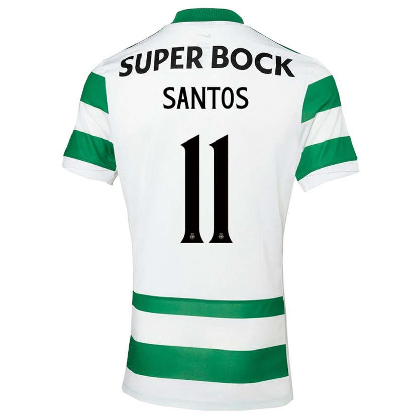 Danxen Enfant Maillot Nuno Santos #11 Vert Blanc Tenues Domicile 2025/26 T-Shirt