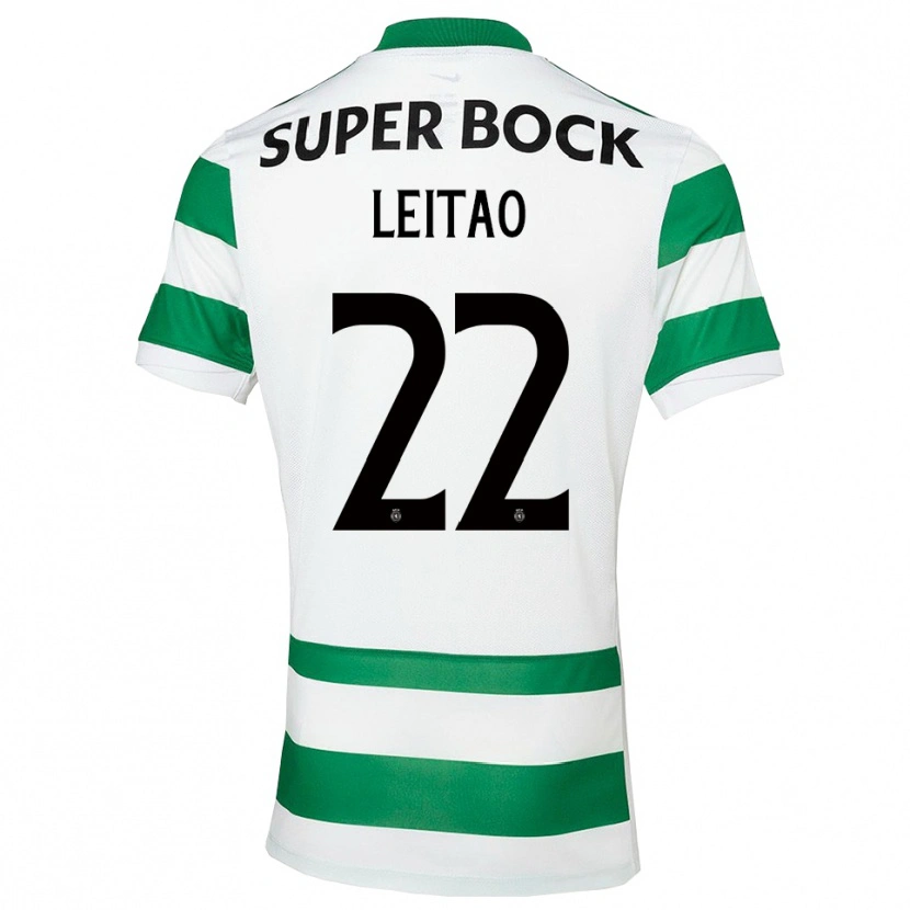 Danxen Enfant Maillot Tiago Leitão #22 Vert Blanc Tenues Domicile 2025/26 T-Shirt
