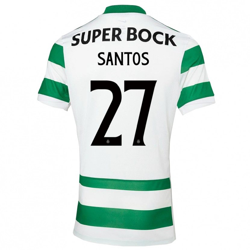 Danxen Enfant Maillot Alisson Santos #27 Vert Blanc Tenues Domicile 2025/26 T-Shirt