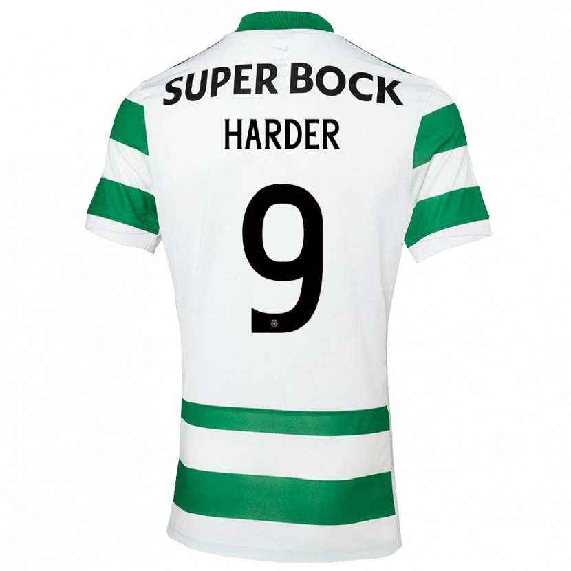 Danxen Enfant Maillot Conrad Harder #9 Vert Blanc Tenues Domicile 2025/26 T-Shirt