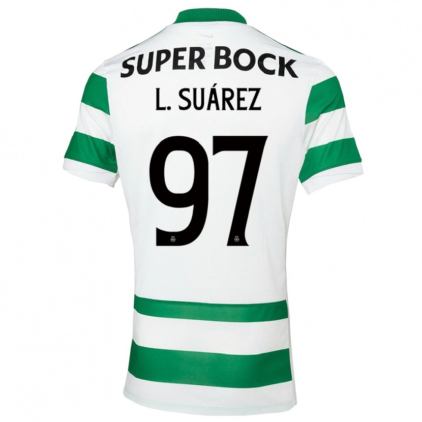Danxen Enfant Maillot Luis Suárez #97 Vert Blanc Tenues Domicile 2025/26 T-Shirt