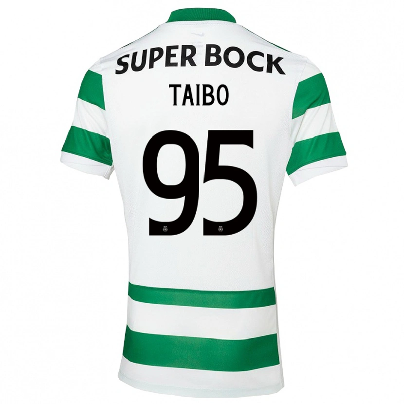 Danxen Enfant Maillot Lucas Taibo #95 Vert Blanc Tenues Domicile 2025/26 T-Shirt