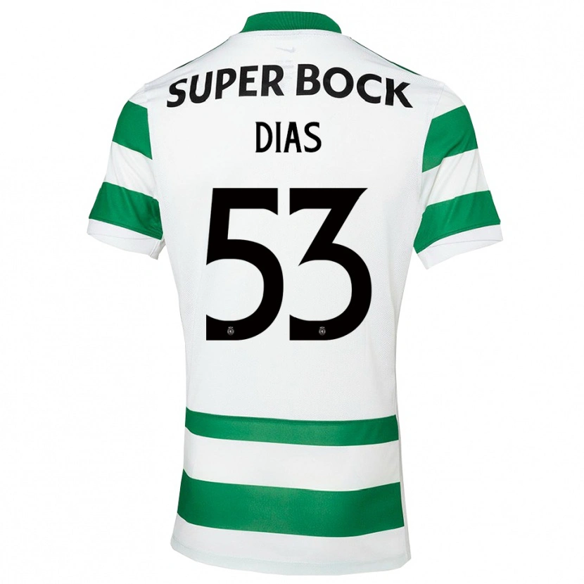 Danxen Enfant Maillot Rodrigo Dias #53 Vert Blanc Tenues Domicile 2025/26 T-Shirt