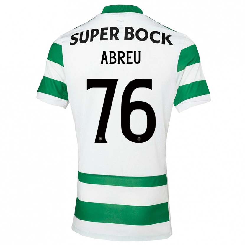 Danxen Enfant Maillot Diogo Abreu #76 Vert Blanc Tenues Domicile 2025/26 T-Shirt