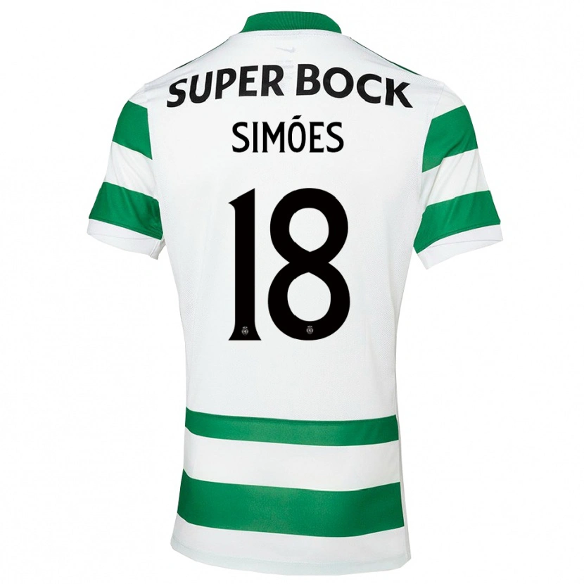 Danxen Enfant Maillot Francisco Simões #18 Vert Blanc Tenues Domicile 2025/26 T-Shirt