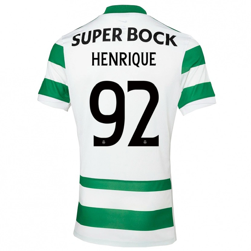 Danxen Enfant Maillot Eduardo Henrique #92 Vert Blanc Tenues Domicile 2025/26 T-Shirt