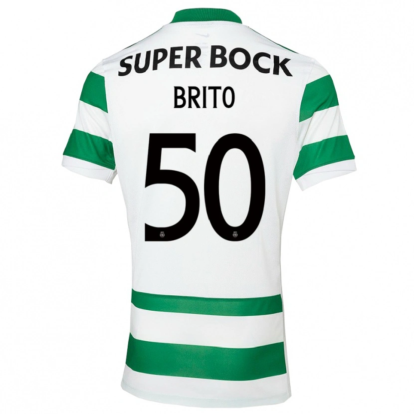 Danxen Enfant Maillot Alexandre Brito #50 Vert Blanc Tenues Domicile 2025/26 T-Shirt