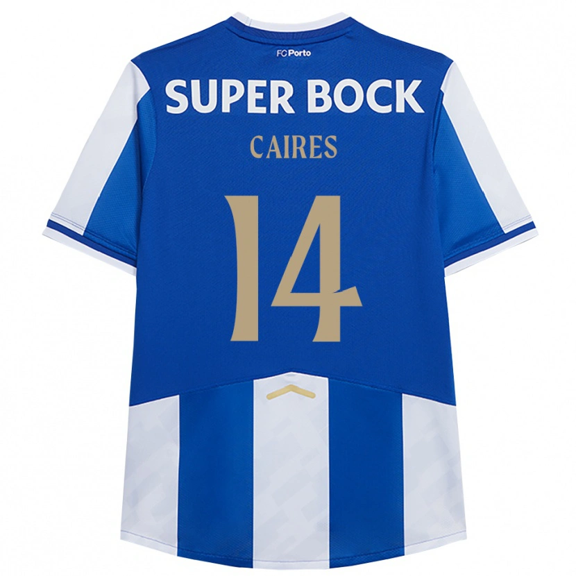 Danxen Enfant Maillot Tiago Caires #14 Bleu Blanc Tenues Domicile 2025/26 T-Shirt