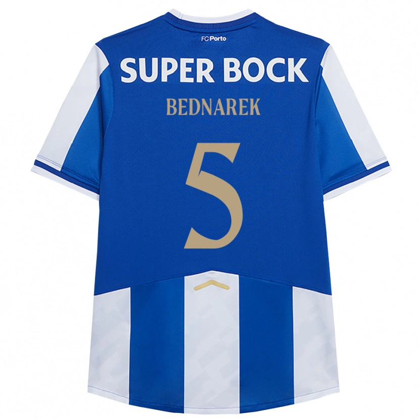 Danxen Enfant Maillot Jan Bednarek #5 Bleu Blanc Tenues Domicile 2025/26 T-Shirt