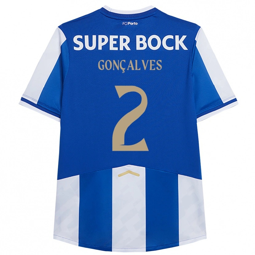 Danxen Enfant Maillot Ema Gonçalves #2 Bleu Blanc Tenues Domicile 2025/26 T-Shirt