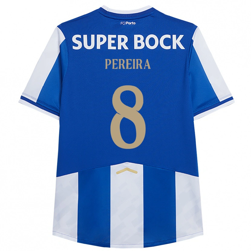 Danxen Enfant Maillot Catarina Pereira #8 Bleu Blanc Tenues Domicile 2025/26 T-Shirt