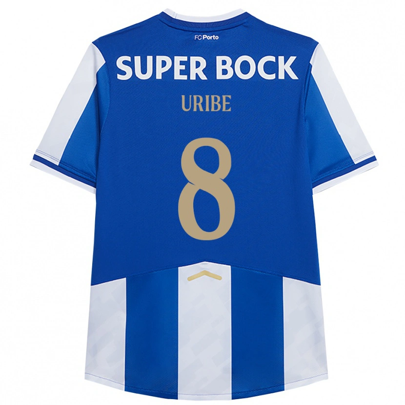Danxen Enfant Maillot Mateus Uribe #8 Bleu Blanc Tenues Domicile 2025/26 T-Shirt