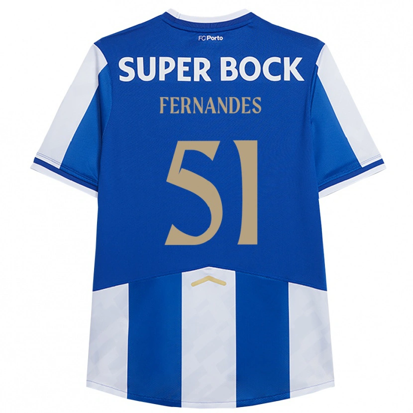 Danxen Enfant Maillot Diogo Fernandes #51 Bleu Blanc Tenues Domicile 2025/26 T-Shirt
