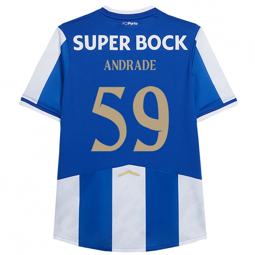 Danxen Enfant Maillot Tiago Andrade #59 Bleu Blanc Tenues Domicile 2025/26 T-Shirt