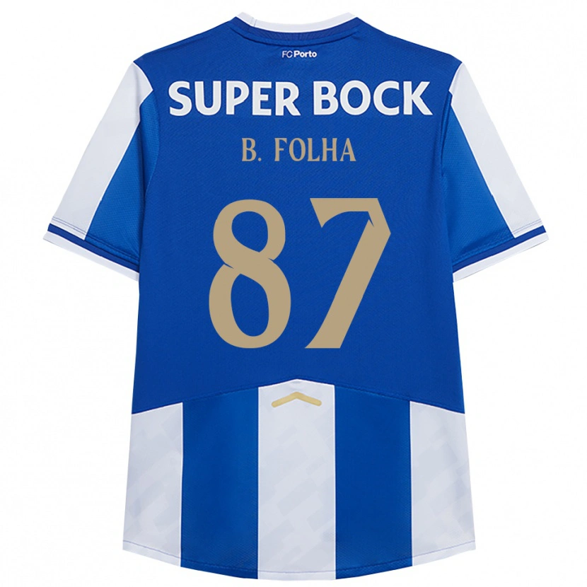 Danxen Enfant Maillot Bernardo Folha #87 Bleu Blanc Tenues Domicile 2025/26 T-Shirt