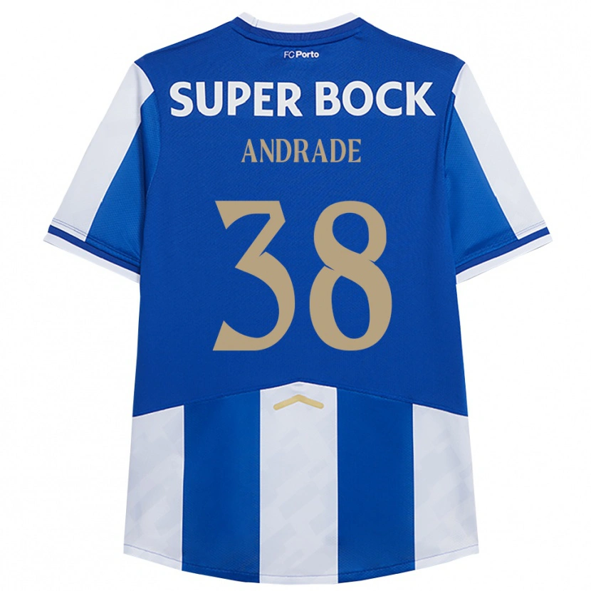 Danxen Enfant Maillot Fernando Andrade #38 Bleu Blanc Tenues Domicile 2025/26 T-Shirt