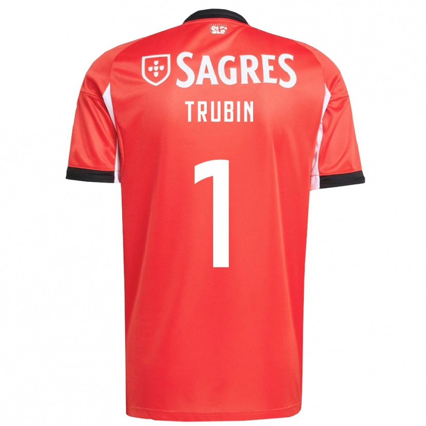 Danxen Enfant Maillot Anatoliy Trubin #1 Rouge Blanc Tenues Domicile 2025/26 T-Shirt