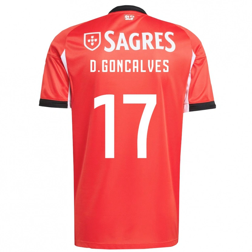 Danxen Enfant Maillot Diogo Goncalves #17 Rouge Blanc Tenues Domicile 2025/26 T-Shirt