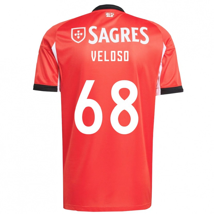 Danxen Enfant Maillot João Veloso #68 Rouge Blanc Tenues Domicile 2025/26 T-Shirt