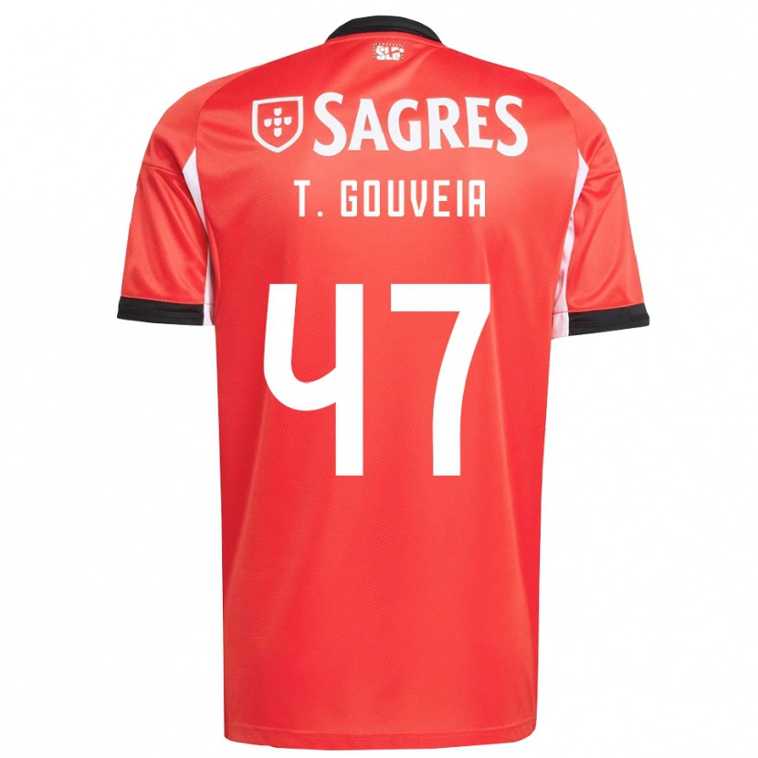 Danxen Enfant Maillot Tiago Gouveia #47 Rouge Blanc Tenues Domicile 2025/26 T-Shirt