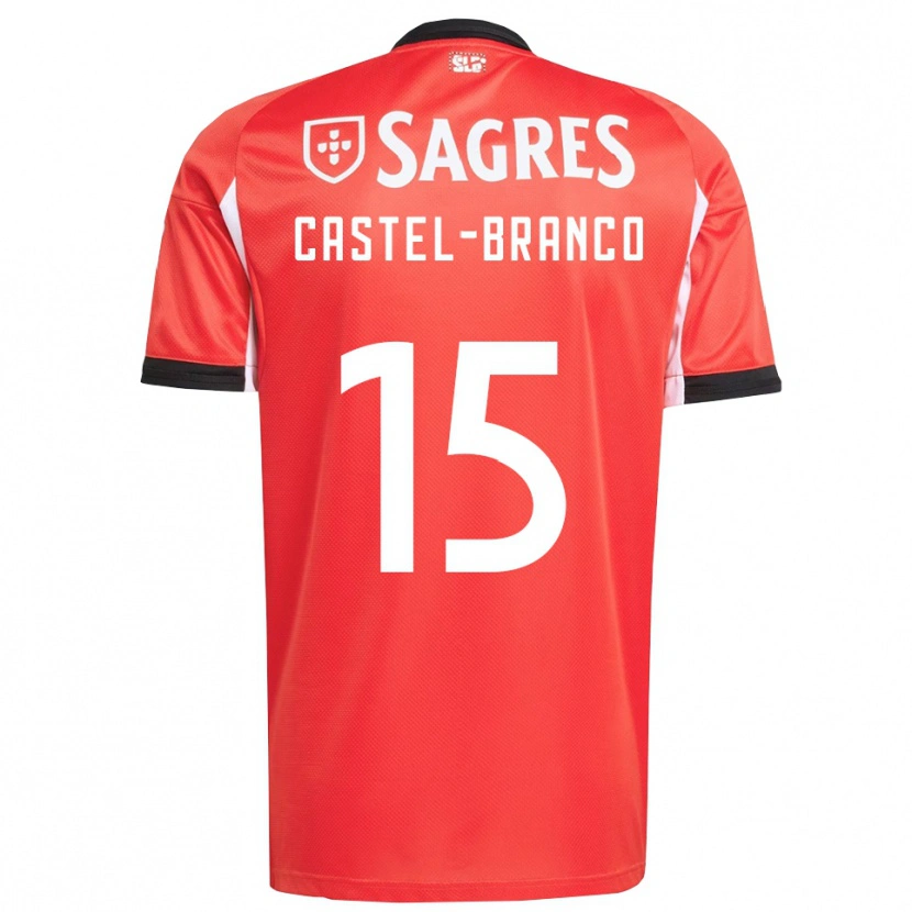Danxen Enfant Maillot Diego Castel Branco #15 Rouge Blanc Tenues Domicile 2025/26 T-Shirt