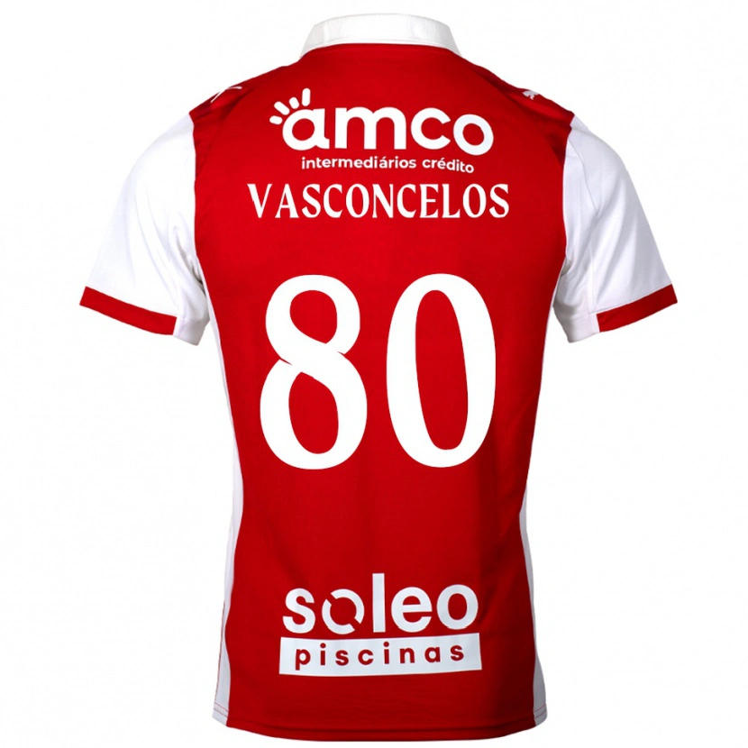 Danxen Enfant Maillot Vasconcelos #80 Rouge Blanc Tenues Domicile 2025/26 T-Shirt