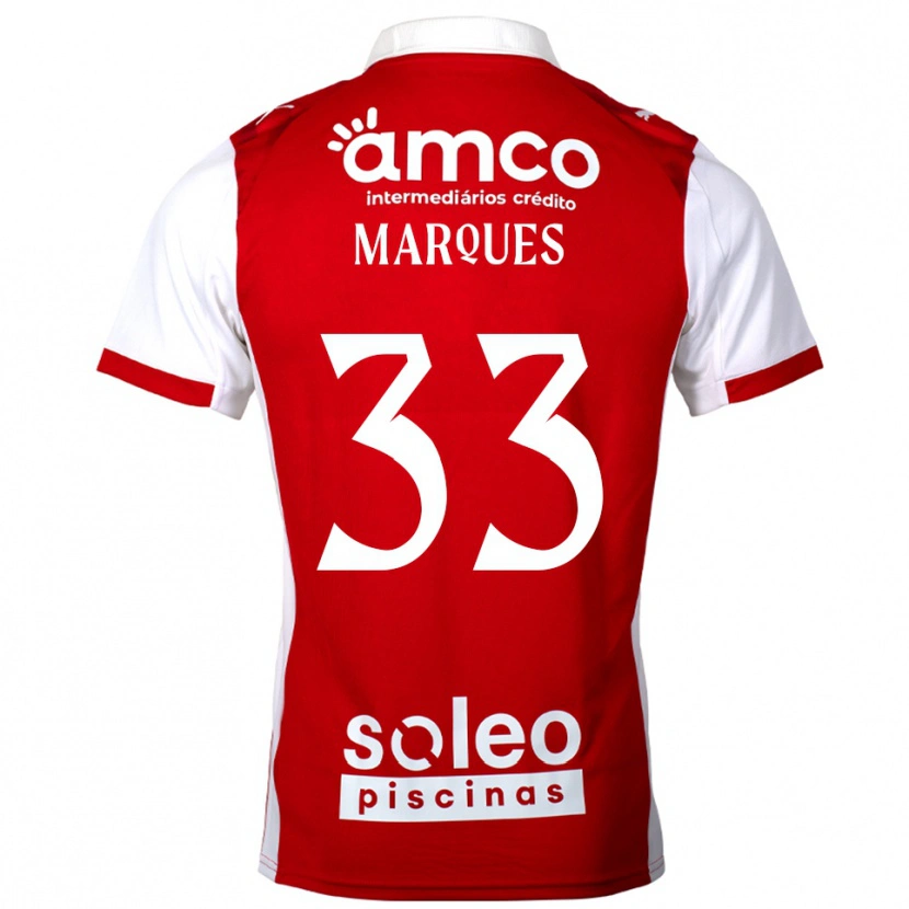 Danxen Enfant Maillot João Marques #33 Rouge Blanc Tenues Domicile 2025/26 T-Shirt