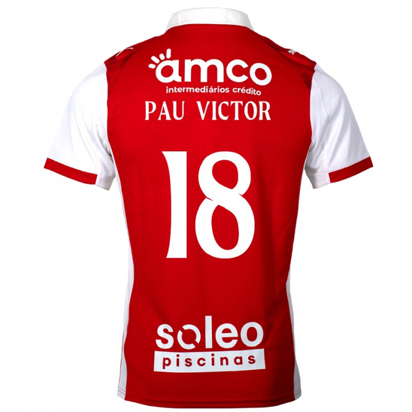 Danxen Enfant Maillot Pau Víctor #18 Rouge Blanc Tenues Domicile 2025/26 T-Shirt