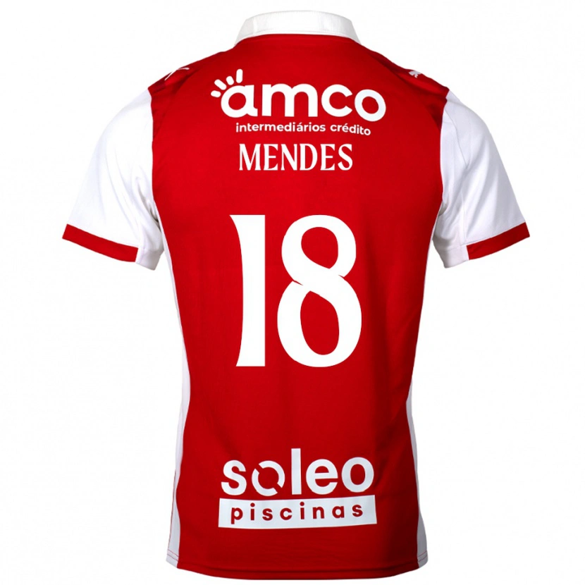 Danxen Enfant Maillot Carolina Mendes #18 Rouge Blanc Tenues Domicile 2025/26 T-Shirt