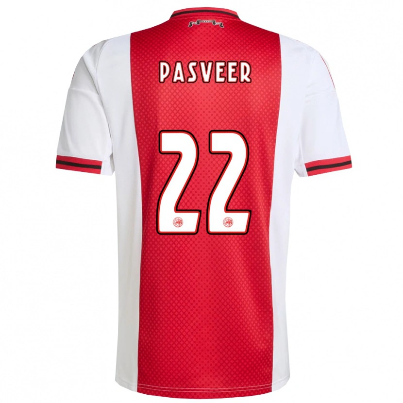Danxen Enfant Maillot Remko Pasveer #22 Rouge Blanc Tenues Domicile 2025/26 T-Shirt
