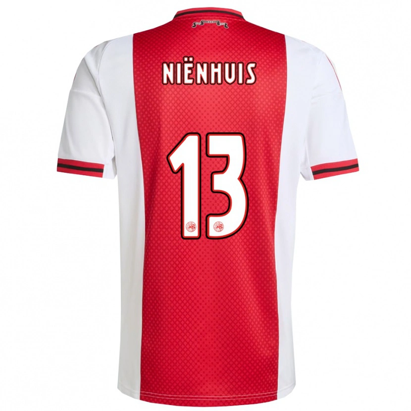 Danxen Enfant Maillot Lois Niënhuis #13 Rouge Blanc Tenues Domicile 2025/26 T-Shirt