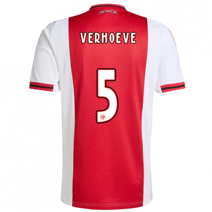 Danxen Enfant Maillot Soraya Verhoeve #5 Rouge Blanc Tenues Domicile 2025/26 T-Shirt