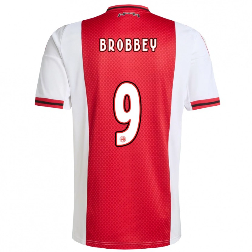 Danxen Enfant Maillot Brian Brobbey #9 Rouge Blanc Tenues Domicile 2025/26 T-Shirt