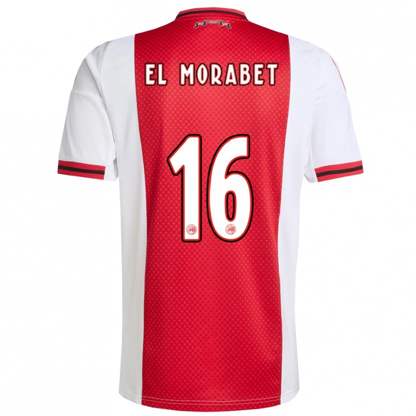 Danxen Enfant Maillot Younes El Morabet #16 Rouge Blanc Tenues Domicile 2025/26 T-Shirt