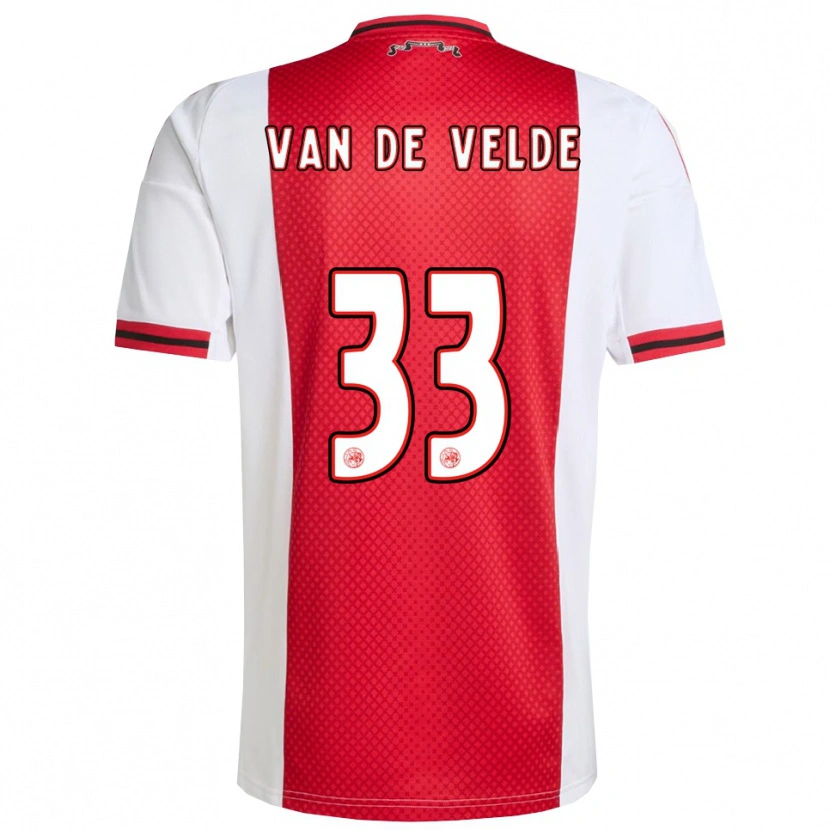 Danxen Enfant Maillot Jonna Van De Velde #33 Rouge Blanc Tenues Domicile 2025/26 T-Shirt