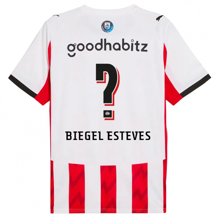 Danxen Enfant Maillot Moon Biegel Esteves #0 Rouge Blanc Tenues Domicile 2025/26 T-Shirt