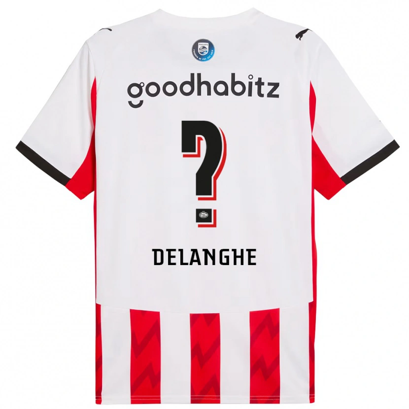 Danxen Enfant Maillot Maxime Delanghe #0 Rouge Blanc Tenues Domicile 2025/26 T-Shirt