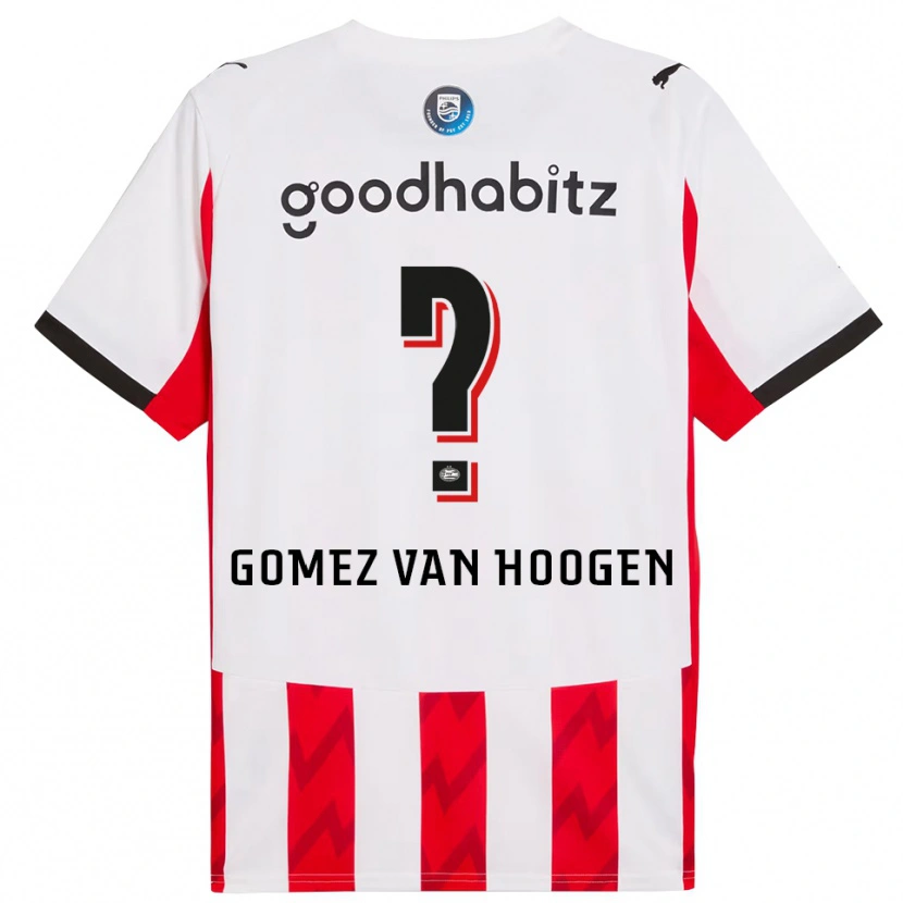 Danxen Enfant Maillot Samuel Gomez Van Hoogen #0 Rouge Blanc Tenues Domicile 2025/26 T-Shirt