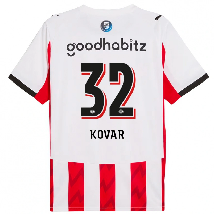 Danxen Enfant Maillot Matej Kovar #32 Rouge Blanc Tenues Domicile 2025/26 T-Shirt