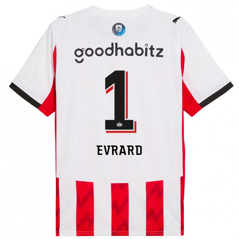 Danxen Enfant Maillot Nicky Evrard #1 Rouge Blanc Tenues Domicile 2025/26 T-Shirt
