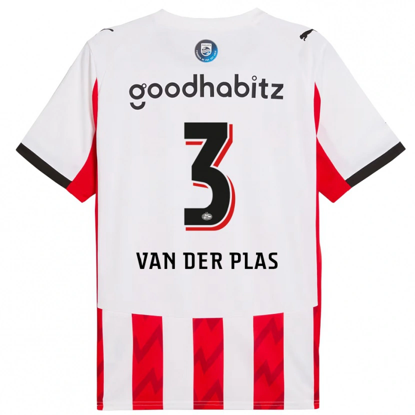 Danxen Enfant Maillot Sven Van Der Plas #3 Rouge Blanc Tenues Domicile 2025/26 T-Shirt