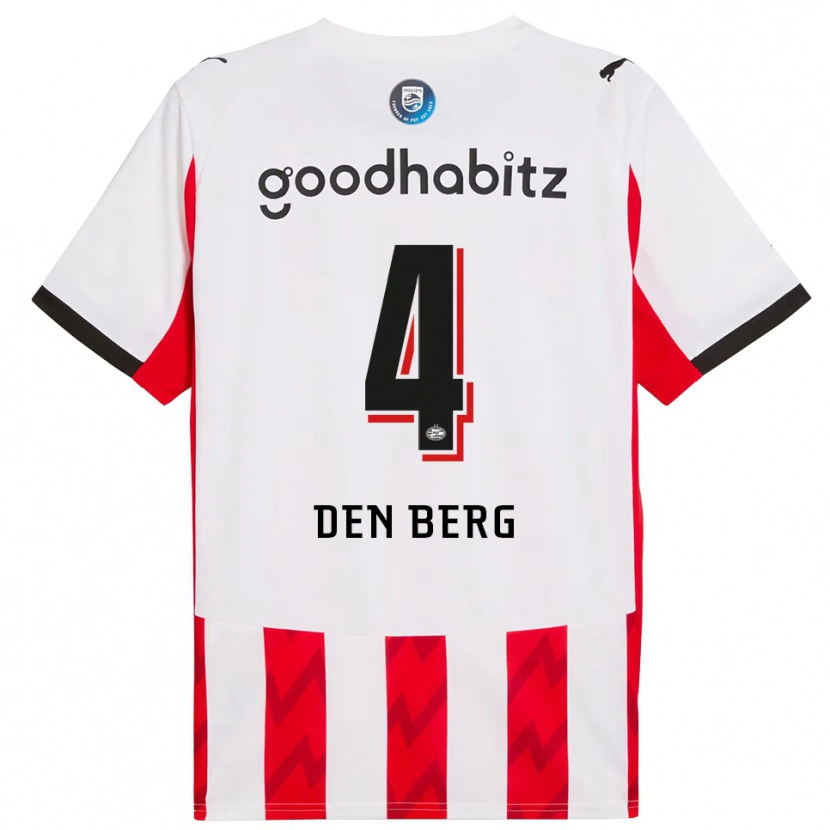Danxen Enfant Maillot Mandy Van Den Berg #4 Rouge Blanc Tenues Domicile 2025/26 T-Shirt