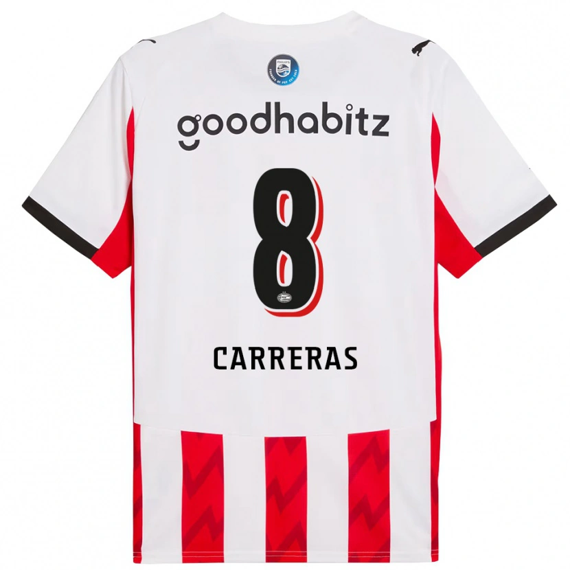 Danxen Enfant Maillot Georgina Carreras #8 Rouge Blanc Tenues Domicile 2025/26 T-Shirt