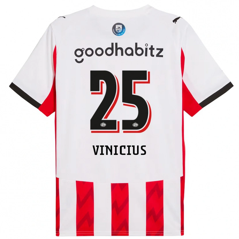 Danxen Enfant Maillot Carlos Vinicius #25 Rouge Blanc Tenues Domicile 2025/26 T-Shirt
