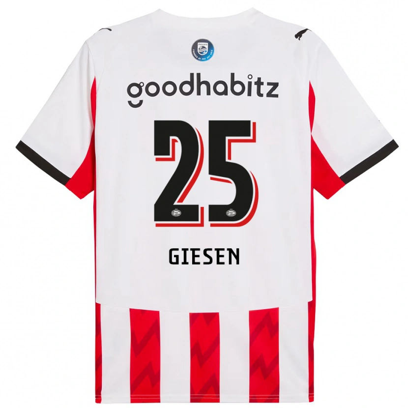 Danxen Enfant Maillot Suzanne Giesen #25 Rouge Blanc Tenues Domicile 2025/26 T-Shirt