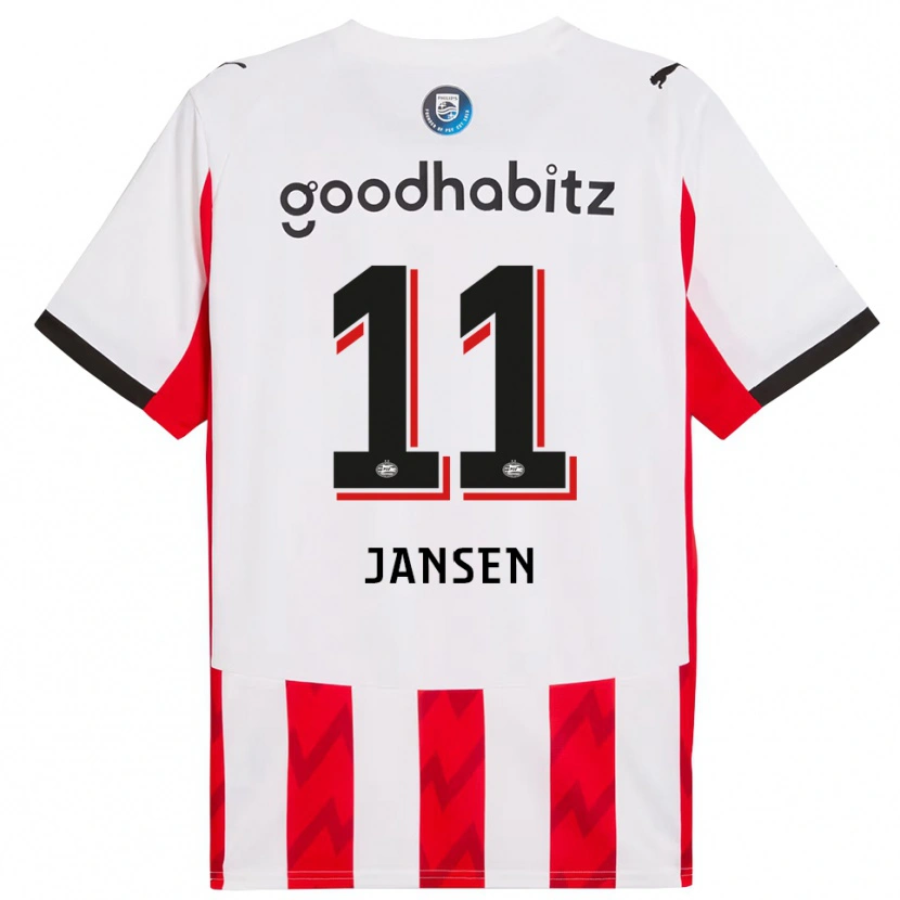 Danxen Enfant Maillot Renate Jansen #11 Rouge Blanc Tenues Domicile 2025/26 T-Shirt