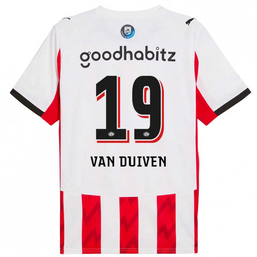 Danxen Enfant Maillot Jason Van Duiven #19 Rouge Blanc Tenues Domicile 2025/26 T-Shirt