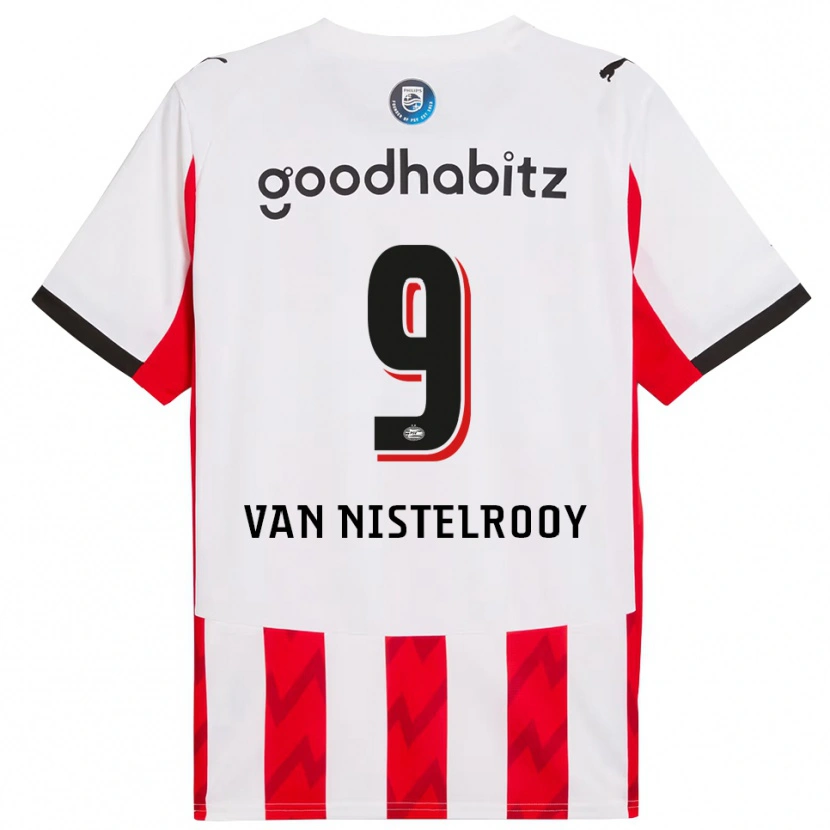 Danxen Enfant Maillot Liam Van Nistelrooy #9 Rouge Blanc Tenues Domicile 2025/26 T-Shirt